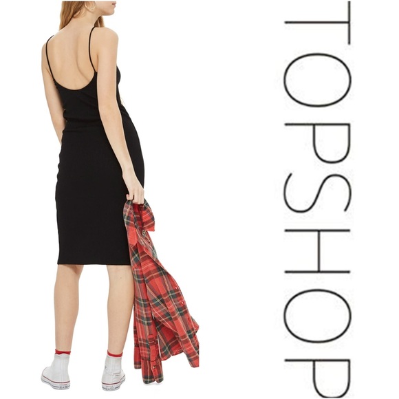Topshop Scoop Back Ribbed Midi Dress - Picture 2 of 4